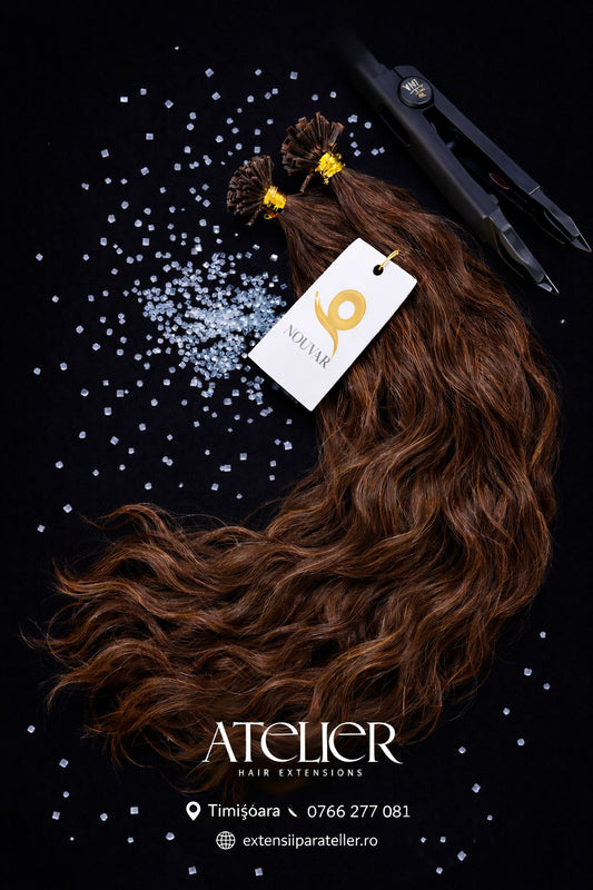 Extensii din par natural ondulat,cu cheratina, 60 cm (mini-cheratina)