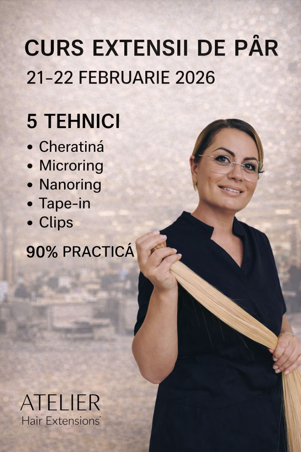 Curs Profesional Extensii Păr – 5 Tehnici | Curs de grup FEBRUARIE 2026