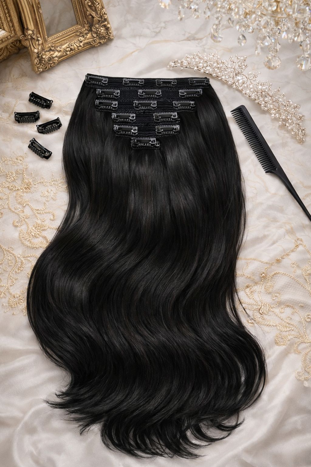 Extensiile din păr natural cu clipsuri metoda Weft .