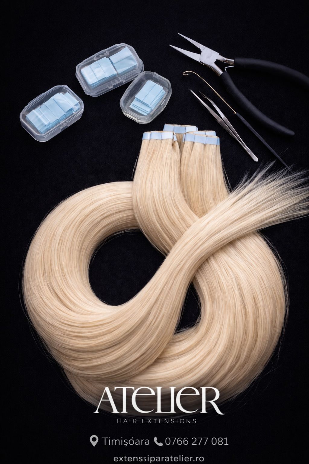 Extensii din par natural Tape-in , 55 cm (mini-tape,3cm.)