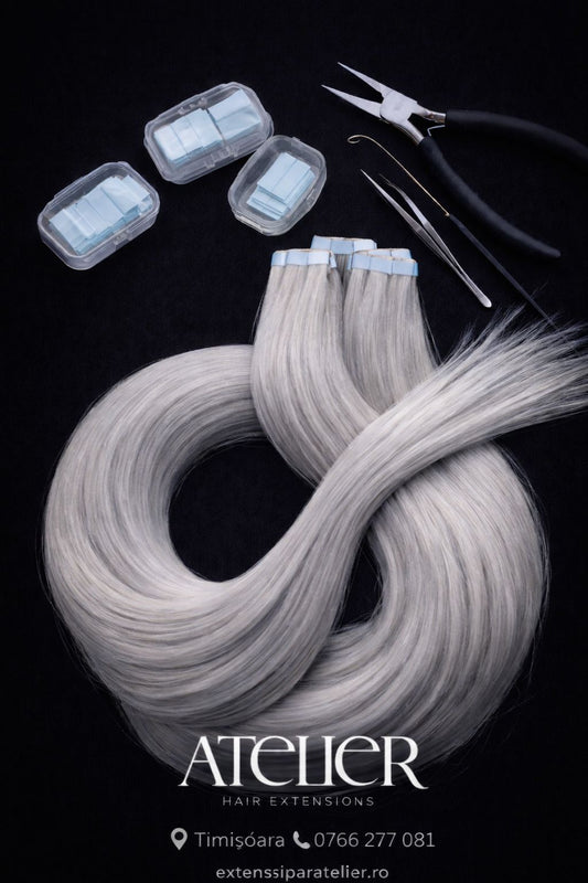 Extensii din par natural Tape-in , 55 cm (mini-tape,3cm.)